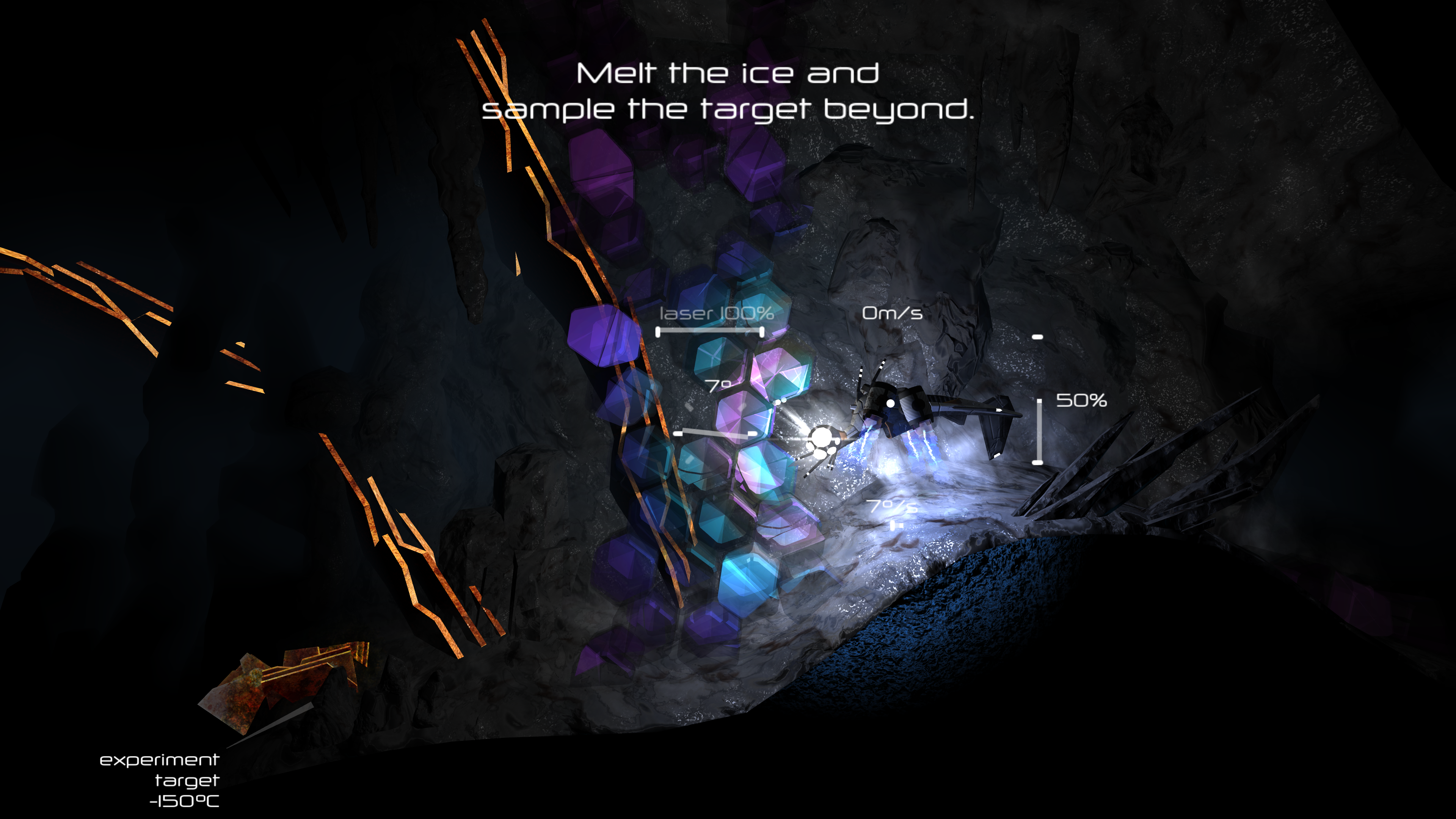Colorful mineral deposits in a dark cave