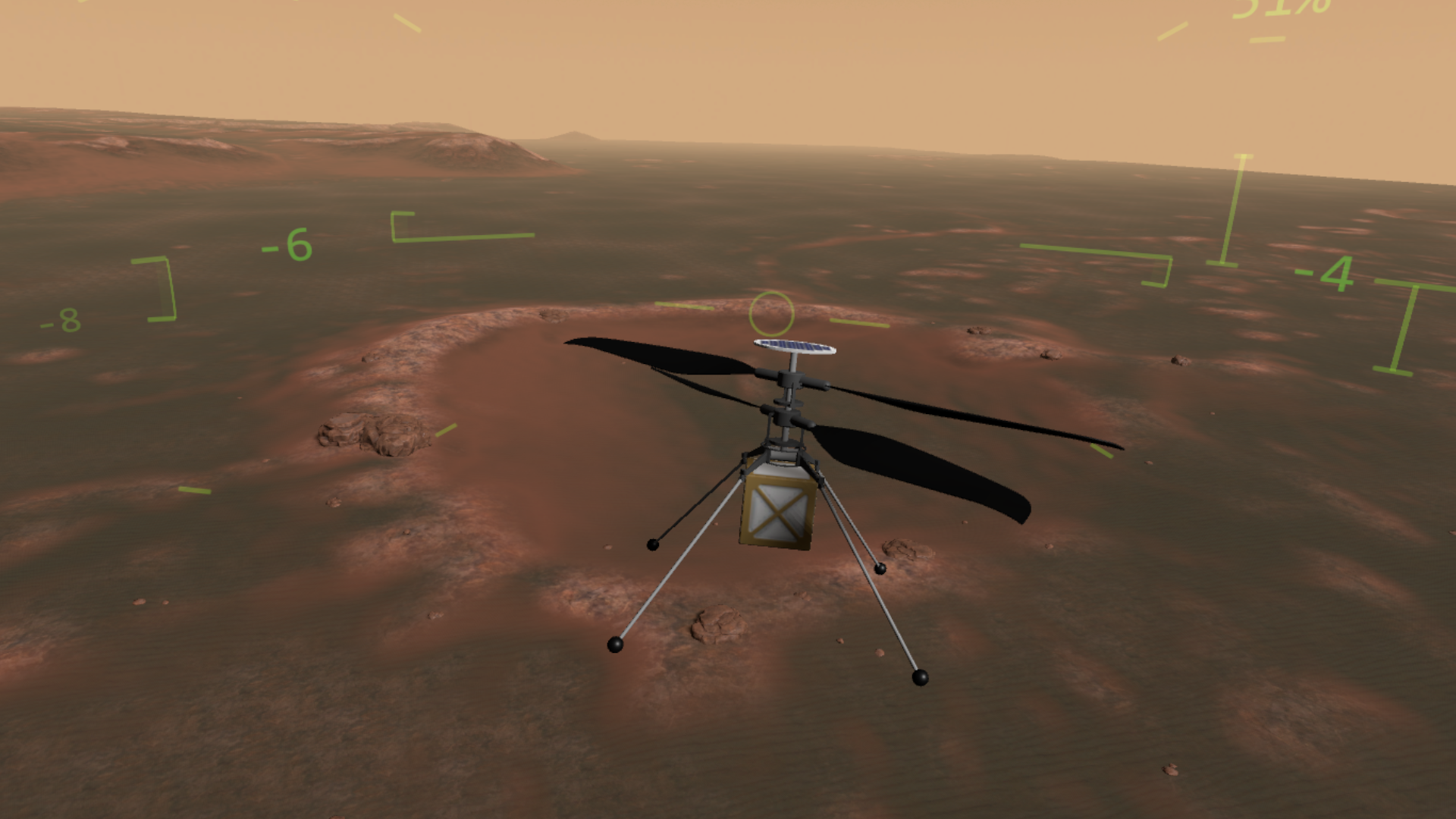 Aerial view of rocky terrain on Mars